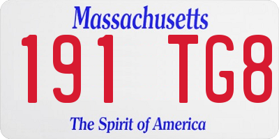 MA license plate 191TG8