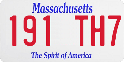 MA license plate 191TH7