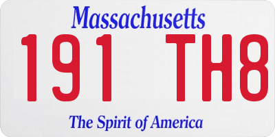 MA license plate 191TH8