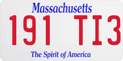 MA license plate 191TI3