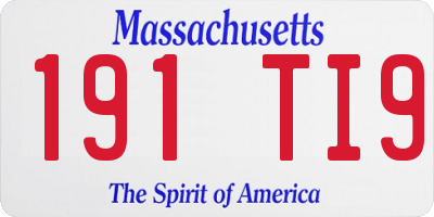 MA license plate 191TI9