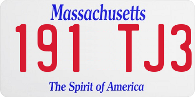MA license plate 191TJ3