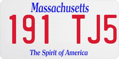 MA license plate 191TJ5