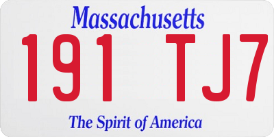 MA license plate 191TJ7