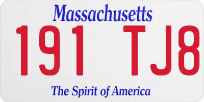 MA license plate 191TJ8