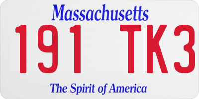 MA license plate 191TK3
