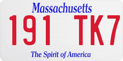 MA license plate 191TK7