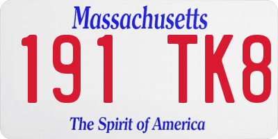 MA license plate 191TK8