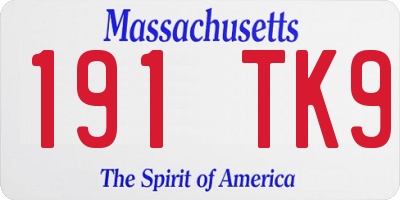 MA license plate 191TK9