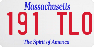 MA license plate 191TL0