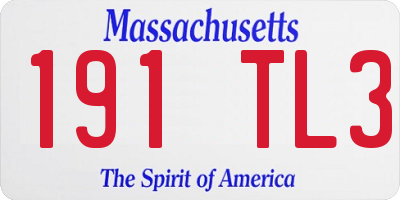 MA license plate 191TL3