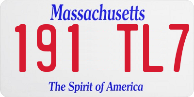 MA license plate 191TL7