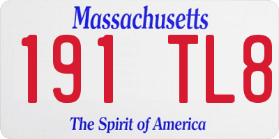 MA license plate 191TL8