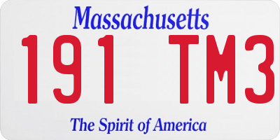 MA license plate 191TM3