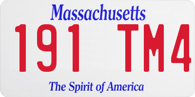 MA license plate 191TM4