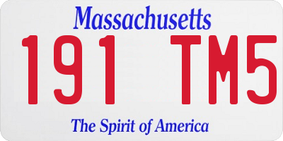 MA license plate 191TM5
