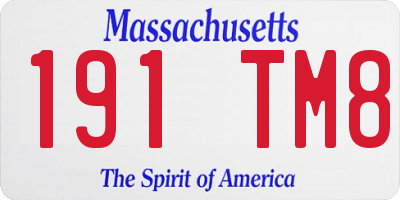 MA license plate 191TM8