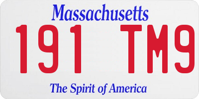 MA license plate 191TM9