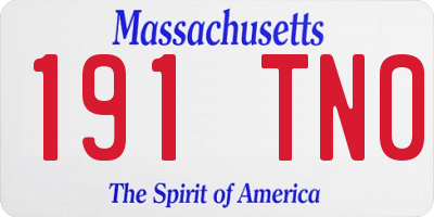 MA license plate 191TN0
