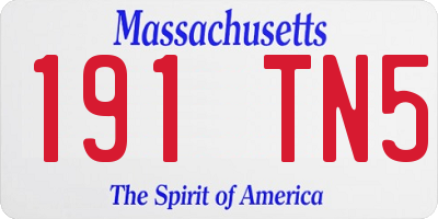 MA license plate 191TN5