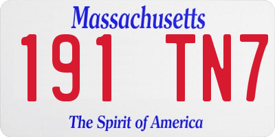 MA license plate 191TN7