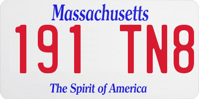 MA license plate 191TN8