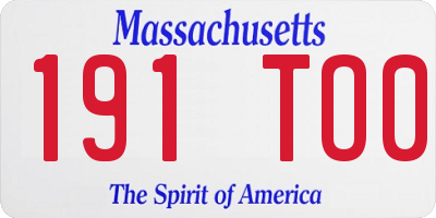 MA license plate 191TO0