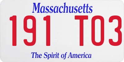 MA license plate 191TO3