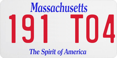 MA license plate 191TO4