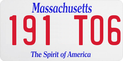 MA license plate 191TO6