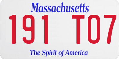 MA license plate 191TO7