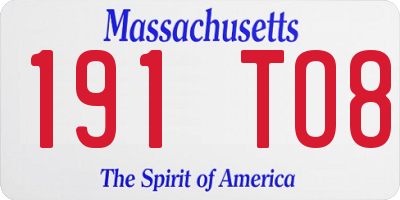 MA license plate 191TO8