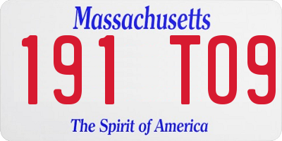MA license plate 191TO9