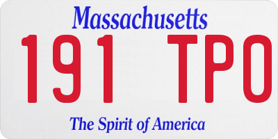 MA license plate 191TP0