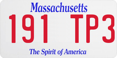 MA license plate 191TP3