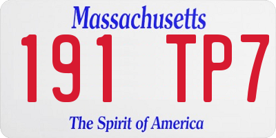 MA license plate 191TP7