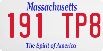 MA license plate 191TP8