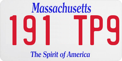 MA license plate 191TP9