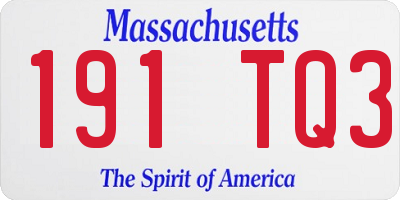 MA license plate 191TQ3
