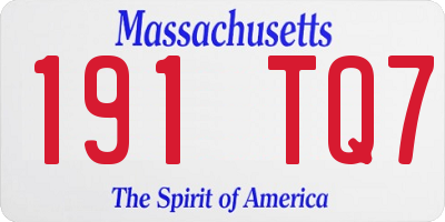 MA license plate 191TQ7