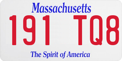 MA license plate 191TQ8