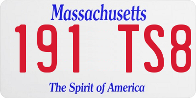 MA license plate 191TS8
