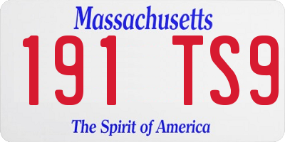 MA license plate 191TS9