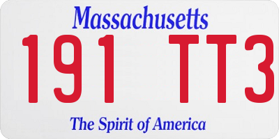 MA license plate 191TT3