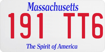 MA license plate 191TT6