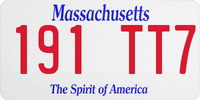 MA license plate 191TT7