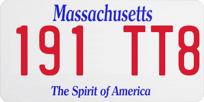 MA license plate 191TT8