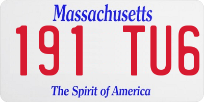 MA license plate 191TU6