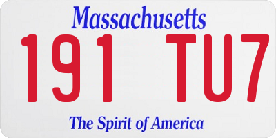 MA license plate 191TU7