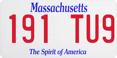 MA license plate 191TU9
